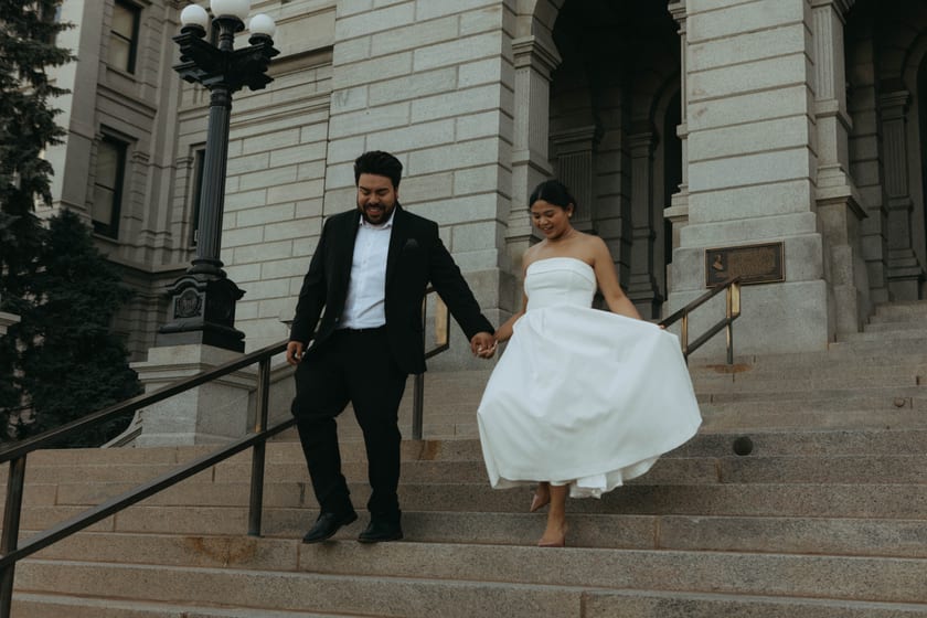 Laughing and skipping down the Capitol steps hand in hand