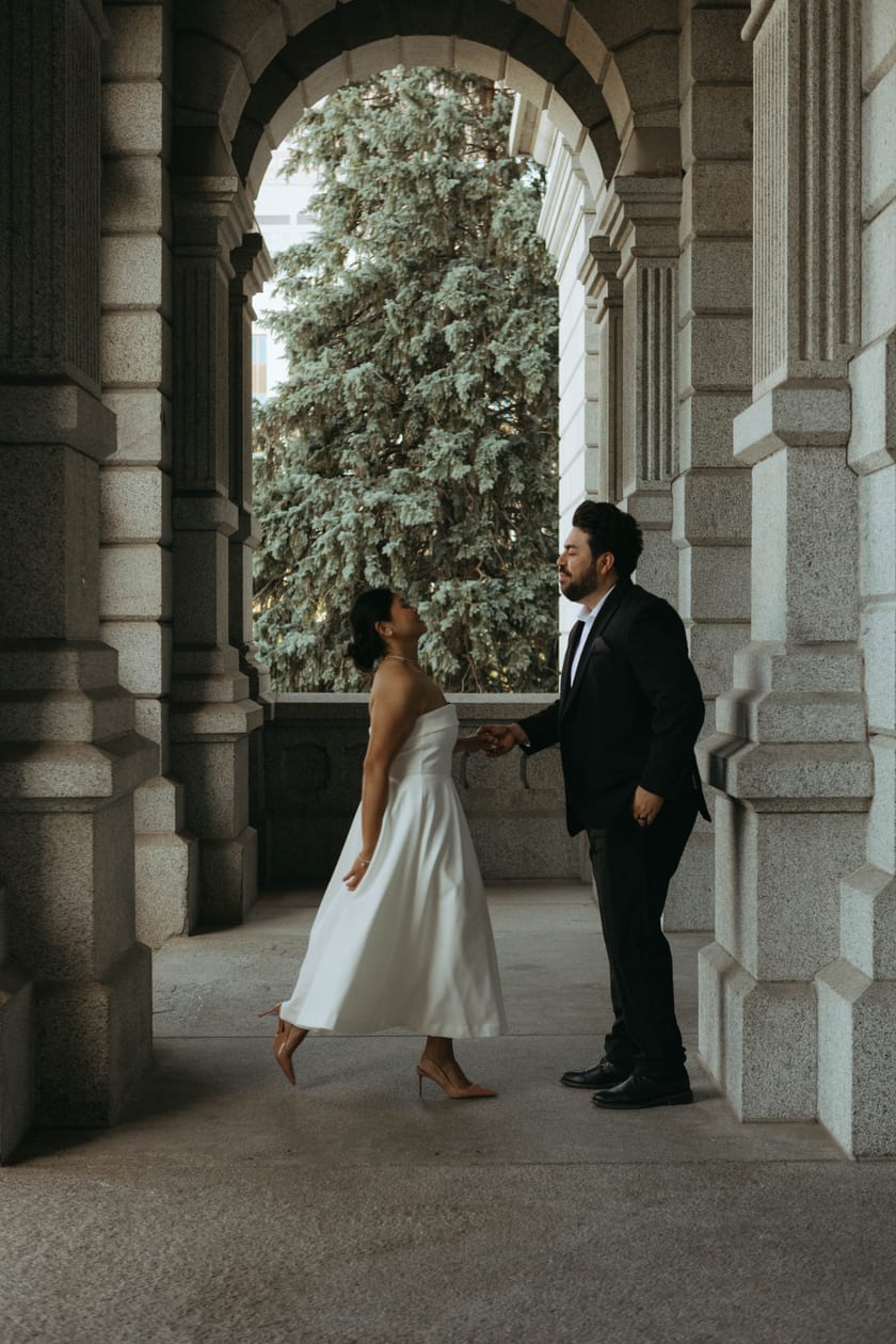 Dancing beneath the arches of the colonnade